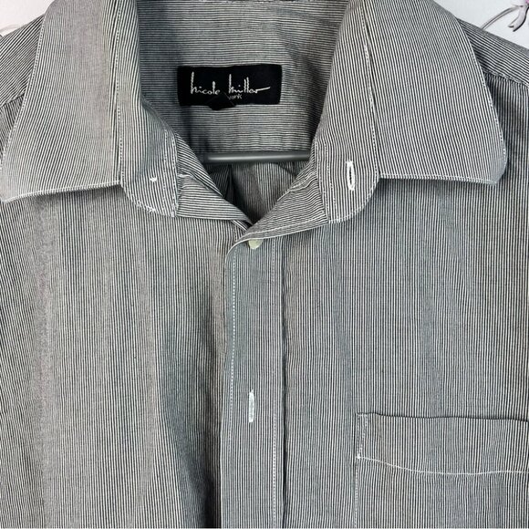 Nicole Miller button down shirt long sleeve white Gray Casual Button Down Shirt - Picture 7 of 14